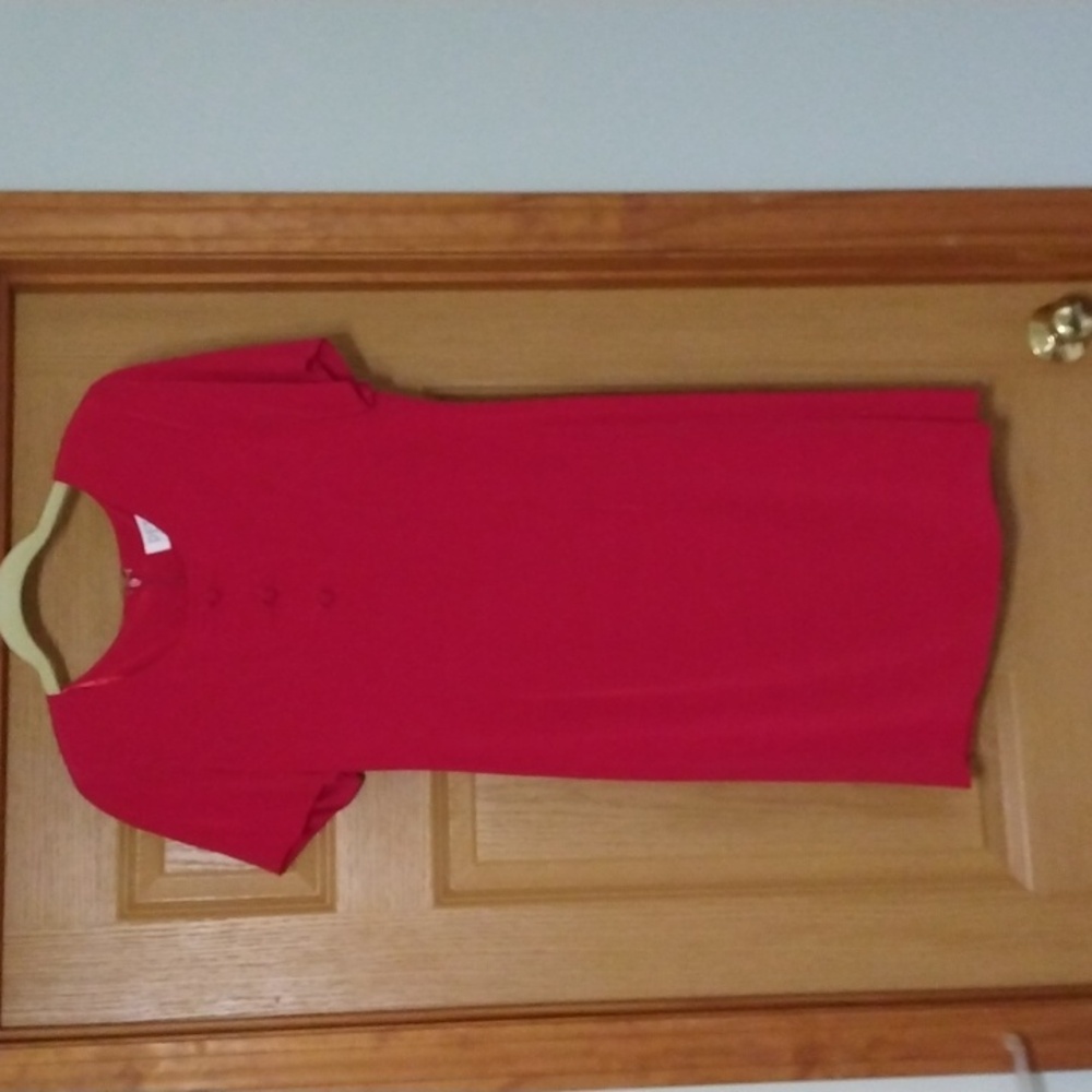 PETITE SOPHISTICATE SILK, RED, BACK ZIP, SHORT SLEEVE,LINED DRESS NWT